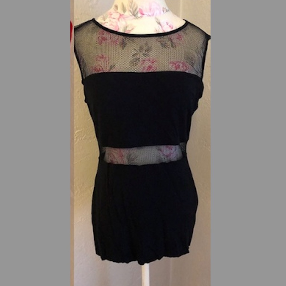 Bailey 44 Tank Mesh Top Size L- Night out, sexy, glamorous party black